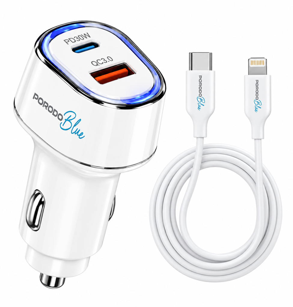 PORODO Car CHARGER  ucb-c lightining cable